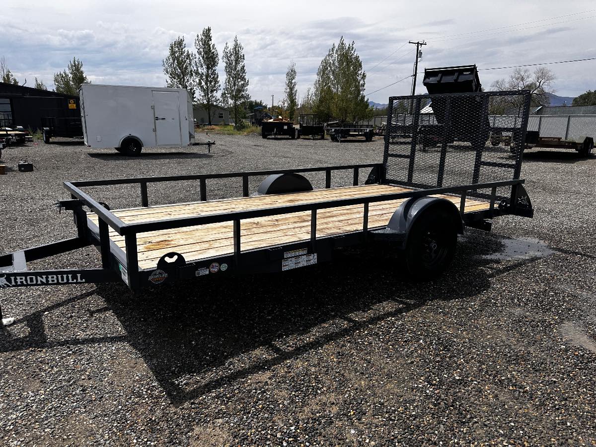 2026 Iron Bull UTB8314031ES0G05GRY New utility trailer, 14'X83", 7,000 lb GVWR, for sale at The Trailer Store in Winnemucca, Nevada (I-80), stock #IB-16110 — axles and undercarriage