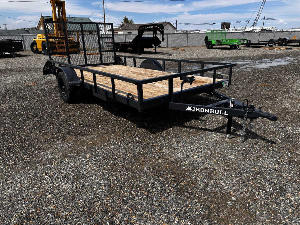 2026 Iron Bull UTB8314031ES0G05GRY New utility trailer, 14'X83", 7,000 lb GVWR, for sale at The Trailer Store in Winnemucca, Nevada (I-80), stock #IB-16110 — front view