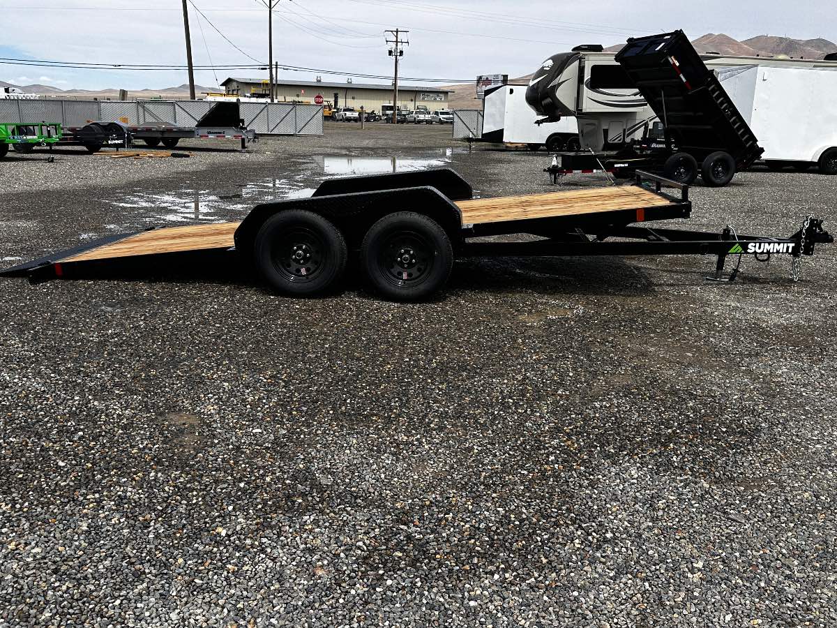 2027 Summit Trailers A4TB716TA2-RF New tilt deck trailer, 16'X82", 7,000 lb GVWR, for sale at The Trailer Store in Winnemucca, Nevada (I-80), stock #SUM20351 — hitch and tongue detail