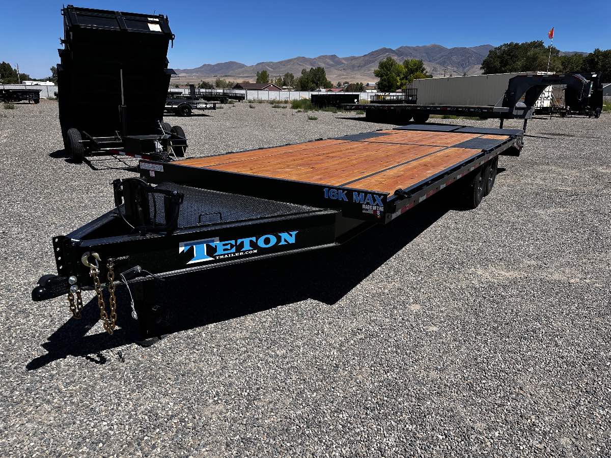2026 Teton 20+5 DECKOVER New equipment / flatbed trailer, 102X20, 16,000 lb GVWR, for sale at The Trailer Store in Winnemucca, Nevada (I-80), stock #TTS-F400159