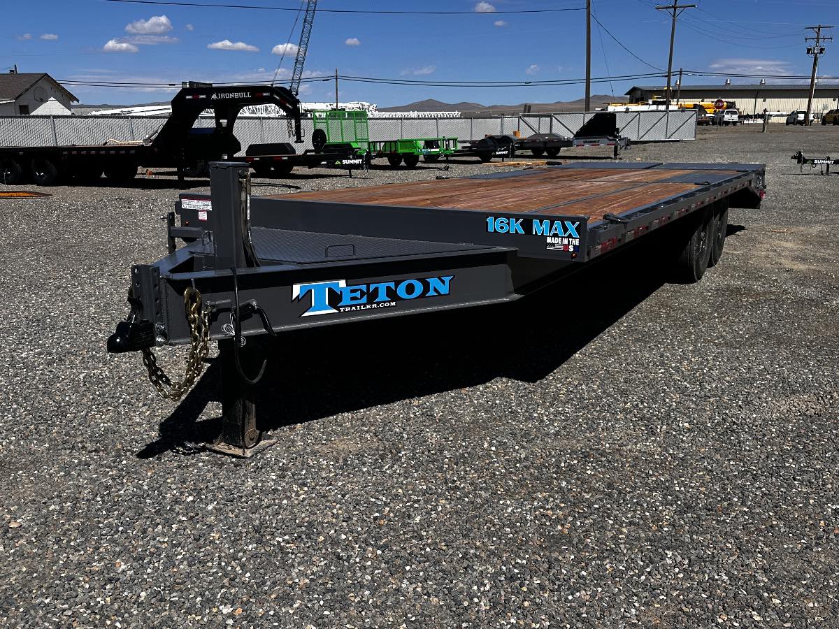 2026 Teton 20+5 DECKOVER New equipment / flatbed trailer, 102X25, 16,000 lb GVWR, for sale at The Trailer Store in Winnemucca, Nevada (I-80), stock #TTS-F400161