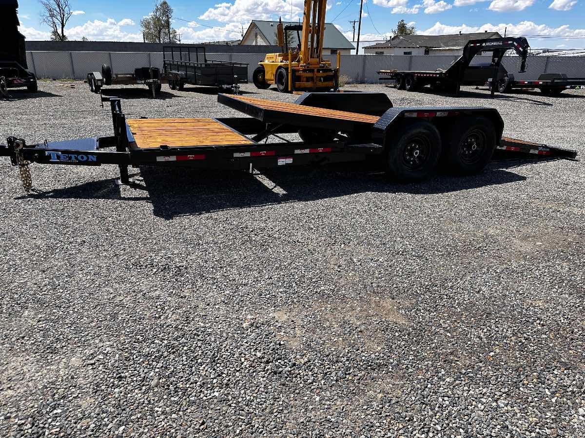 2026 Teton 20' tilt 16+4' New tilt deck trailer, 20', 14,000 lb GVWR, for sale at The Trailer Store in Winnemucca, Nevada (I-80), stock #TTS-F400396 — hitch and tongue detail