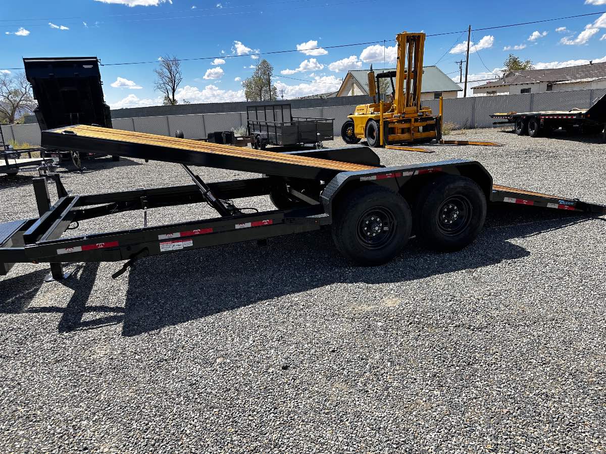 2026 Teton 20' FULL TILT New tilt deck trailer, 20', 16,000 lb GVWR, for sale at The Trailer Store in Winnemucca, Nevada (I-80), stock #TTS-F400334 — rear and ramp view