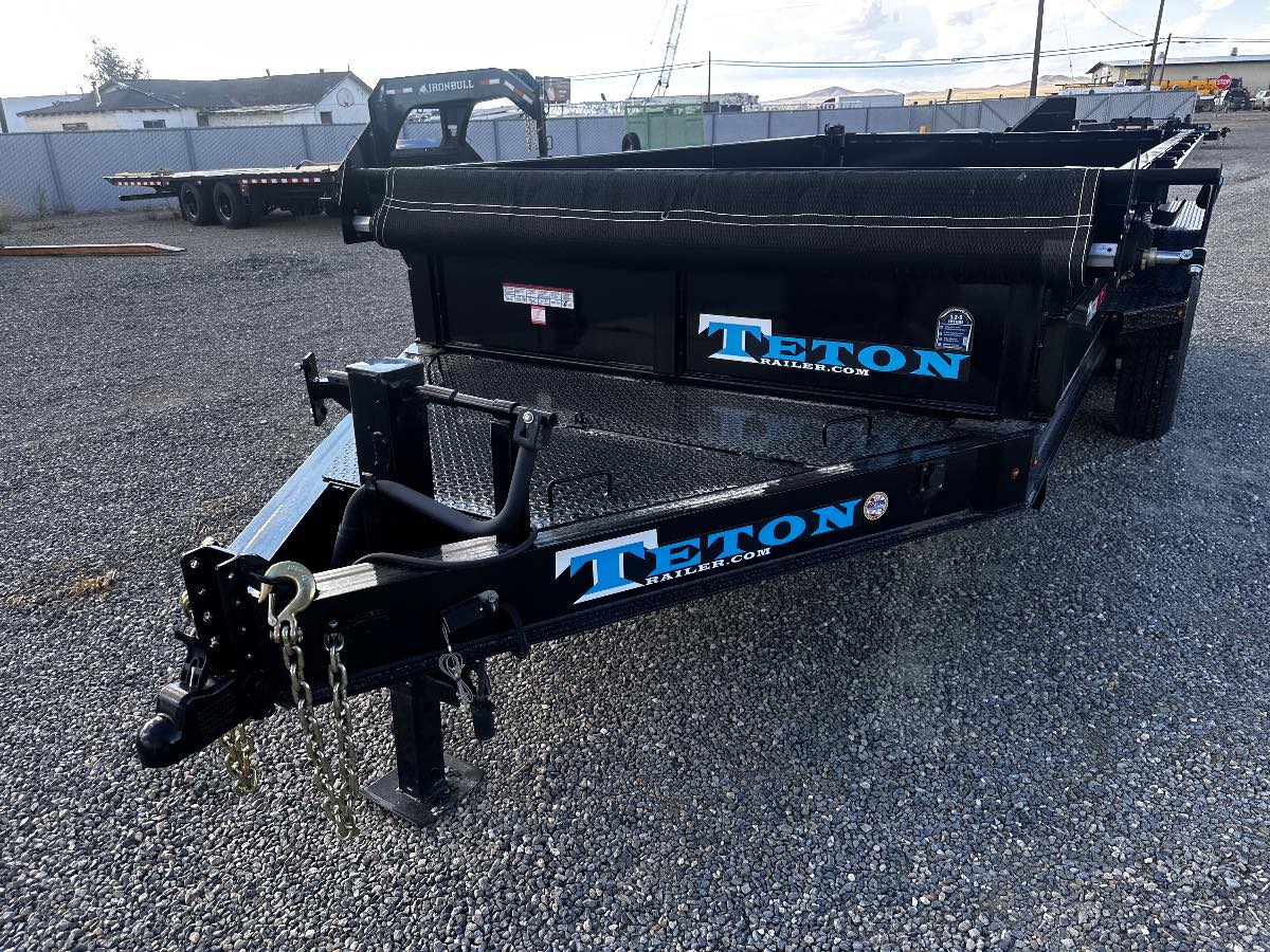 2025 Teton 16' DUMP New dump trailer, 82X16, 16,000 lb GVWR, for sale at The Trailer Store in Winnemucca, Nevada (I-80), stock #TTS-F400427 — front view