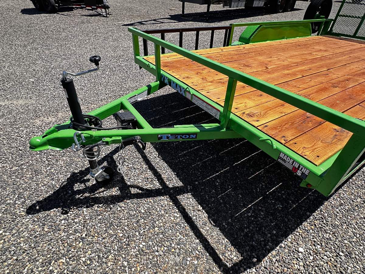 2026 Teton 7X14 UTILITY TRAILER New utility trailer, 14'X82", 7,000 lb GVWR, for sale at The Trailer Store in Winnemucca, Nevada (I-80), stock #TTS-F400672g — rear and ramp view