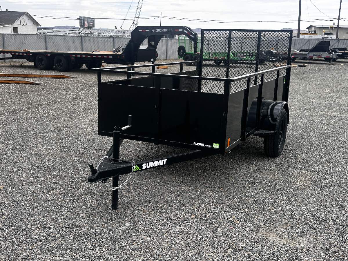 2027 Summit Trailers 5x10 Utility New utility trailer, 60"x10', 2,990 lb GVWR, for sale at The Trailer Store in Winnemucca, Nevada (I-80), stock #T1020042 — rear and ramp view