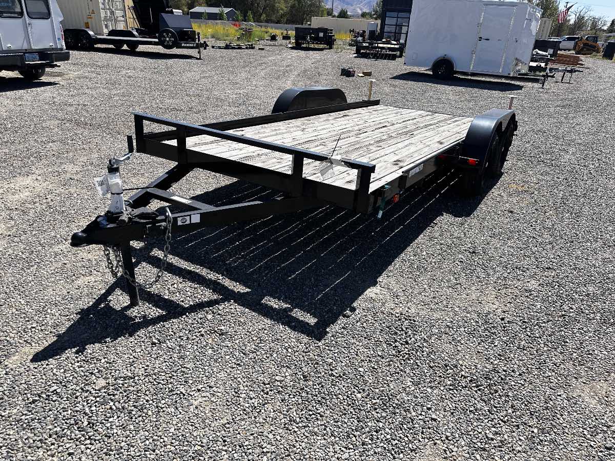 2025 Carry-On 7X16CH1BRK New equipment / flatbed trailer, 7X16, 7,000 lb GVWR, for sale at The Trailer Store in Winnemucca, Nevada (I-80), stock #TTS-N003229 — front view