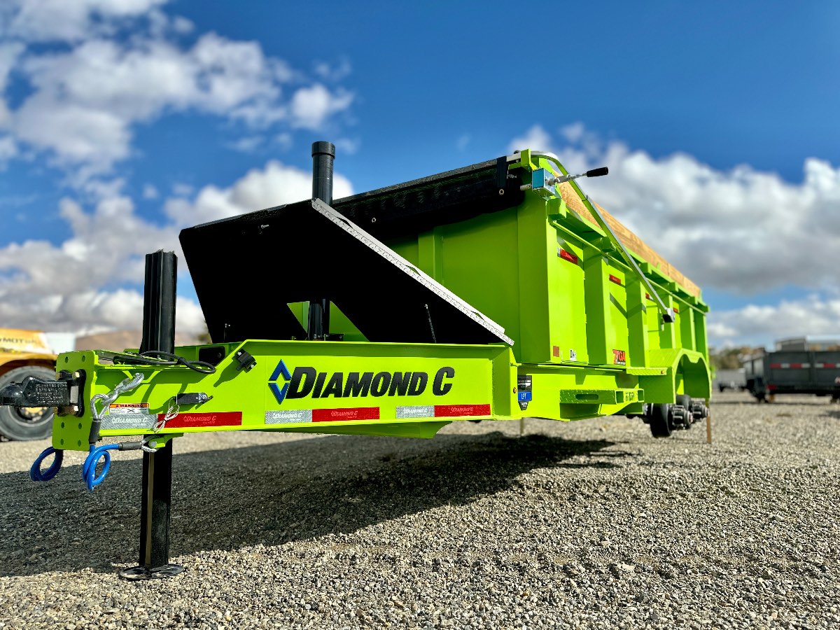 2027 Diamond C LPT 14X82 DUMP New dump trailer, 14'x82", 15,500 lb GVWR, for sale at The Trailer Store in Winnemucca, Nevada (I-80), stock #TTS-317054 — exterior side view 2027 Diamond C LPT 14X82 DUMP New dump trailer, 14'x82", 15,500 lb GVWR, for sale at The Trailer Store in Winnemucca, Nevada (I-80), stock #TTS-317054 — exterior side view