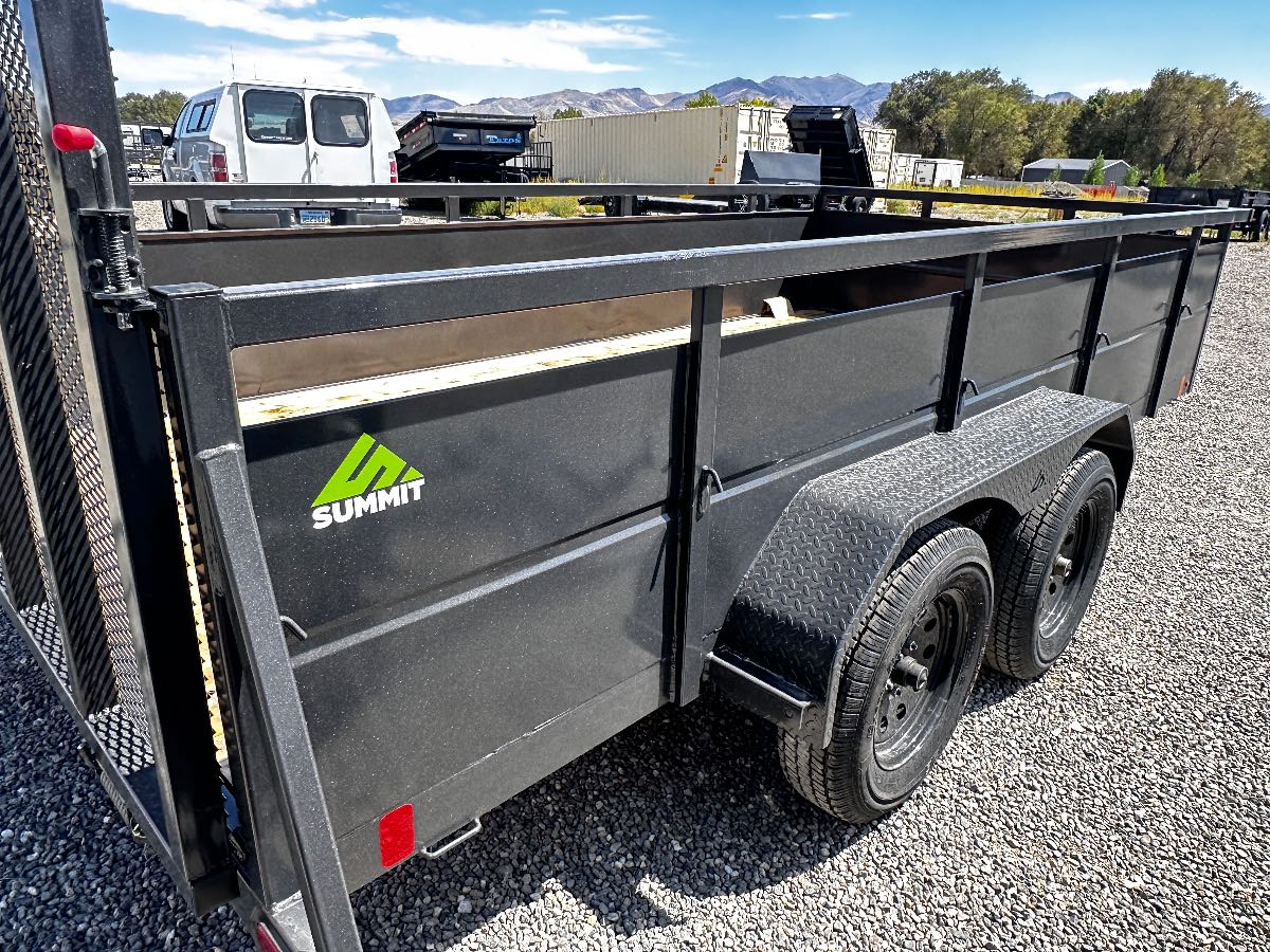 2027 Summit Trailers Cascade 7x14 Utility New utility trailer, 14'x82", 7,000 lb GVWR, for sale at The Trailer Store in Winnemucca, Nevada (I-80), stock #TTS-V1020347 — hitch and tongue detail