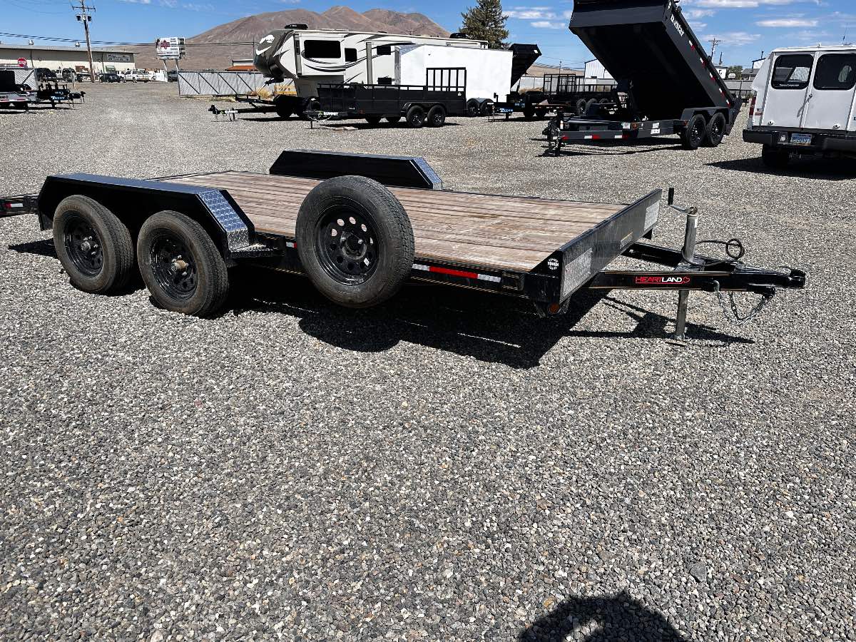 2026 HEARTLAND 16' CAR HAULER Used equipment / flatbed trailer, 16'X82", 7,000 lb GVWR, for sale at The Trailer Store in Winnemucca, Nevada (I-80), stock #TTS-M080268 — front view