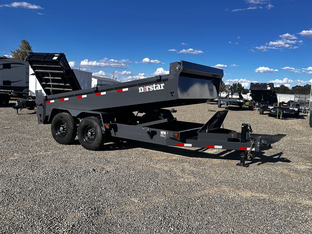 2026 Norstar 14k 14' Dump New dump trailer, 14x82", 14,000 lb GVWR, for sale at The Trailer Store in Winnemucca, Nevada (I-80), stock #TTS-116553 — front view