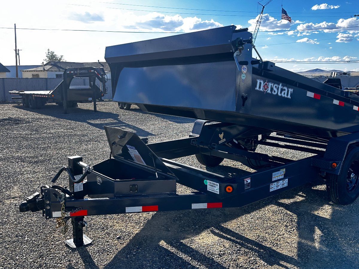2026 Norstar 14k 14' Dump New dump trailer, 14x82", 14,000 lb GVWR, for sale at The Trailer Store in Winnemucca, Nevada (I-80), stock #TTS-116553 — axles and undercarriage