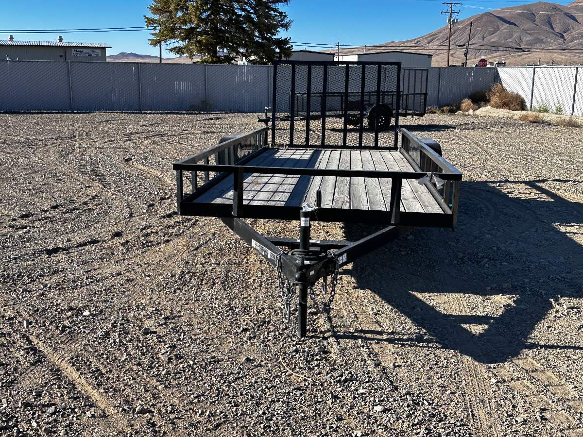 2025 Carry-On 6X18GW1BRK New utility trailer, 77X18, 7,000 lb GVWR, for sale at The Trailer Store in Winnemucca, Nevada (I-80), stock #TTS-N003204 — rear and ramp view