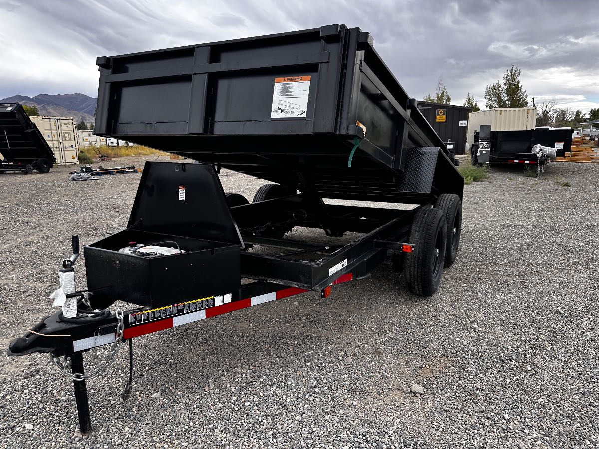 2024 Carry-On 6X12DUMPLP12KECTP New dump trailer, 72X12, 12,000 lb GVWR, for sale at The Trailer Store in Winnemucca, Nevada (I-80), stock #TTS-N012751 — front view