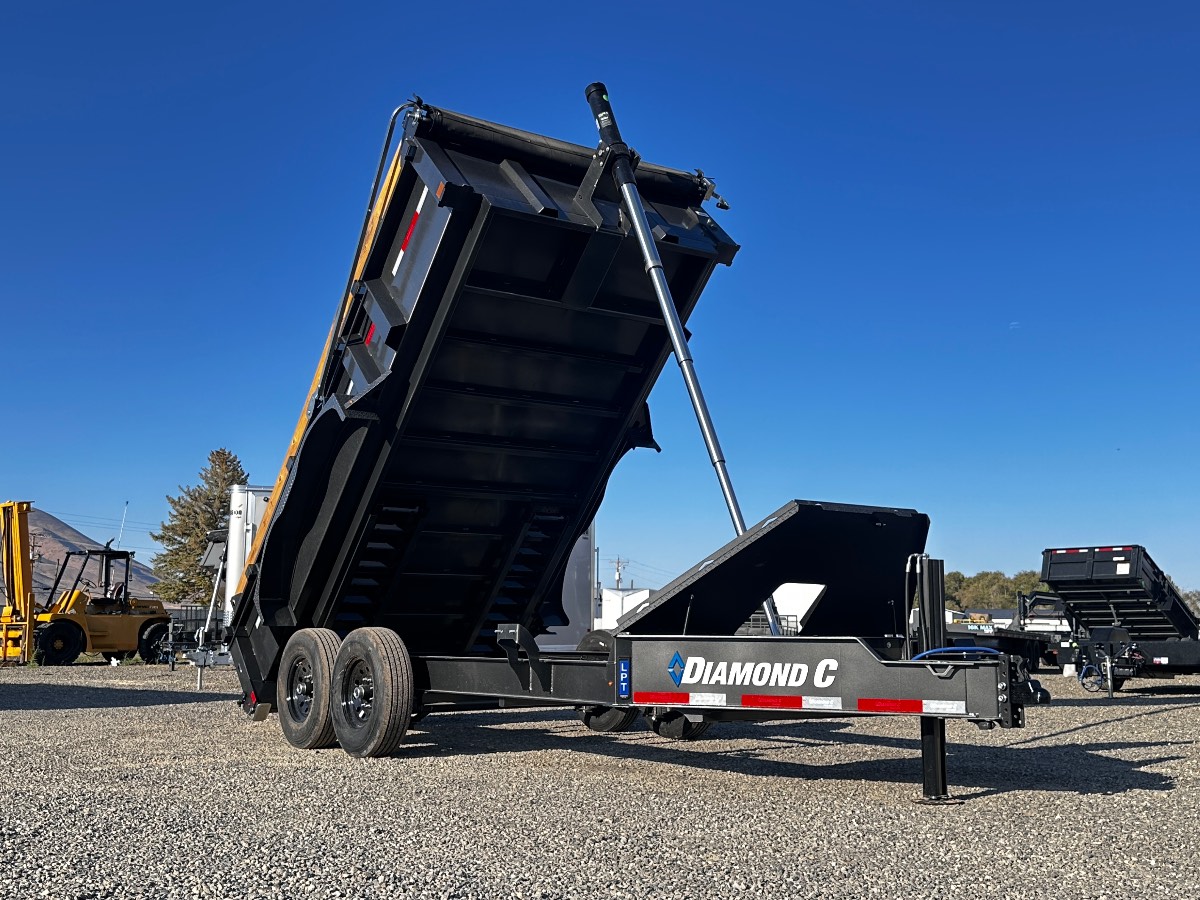 2027 Diamond C LPT 14X82 DUMP New dump trailer, 14'x82", 15,500 lb GVWR, for sale at The Trailer Store in Winnemucca, Nevada (I-80), stock #TTS-317054 — front view
