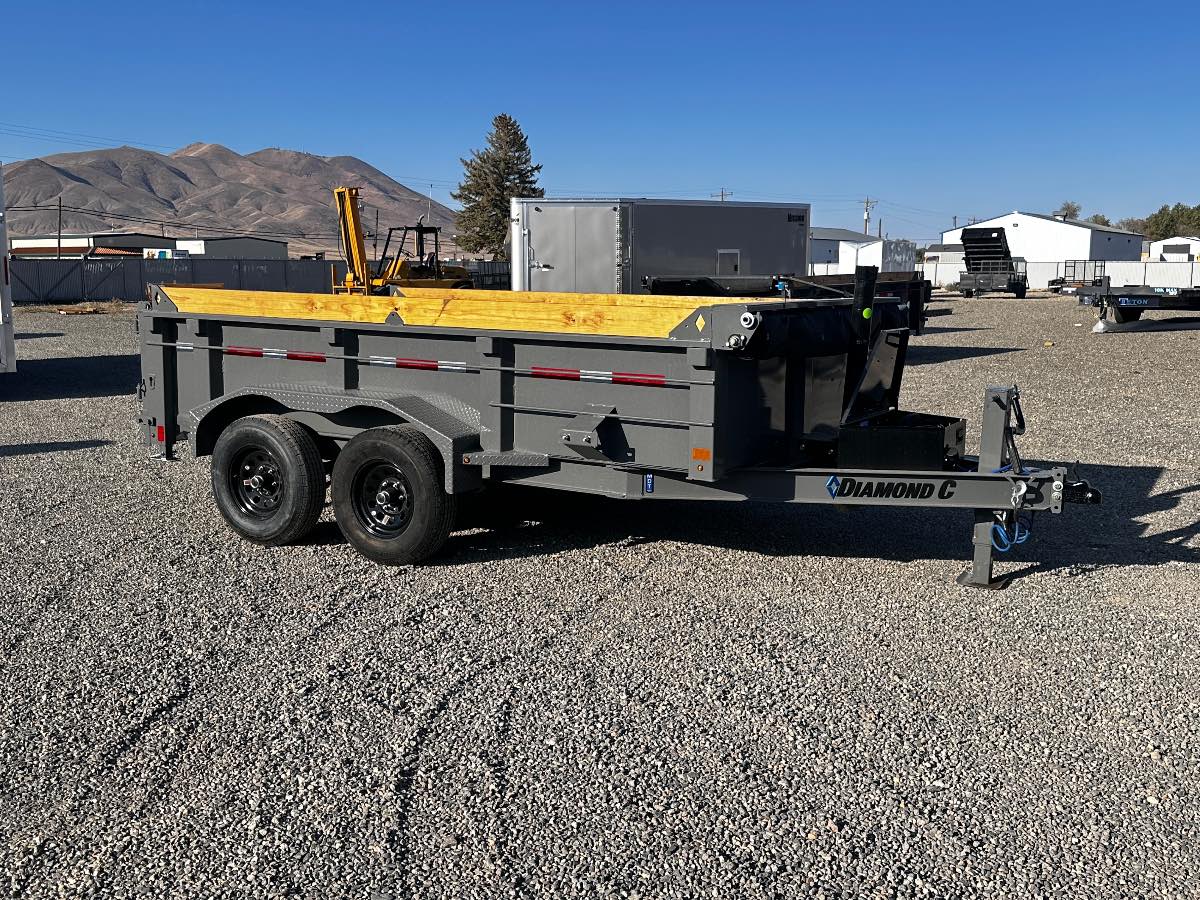 2027 Diamond C 77"x12'  Pacesetter Dump New dump trailer, 12'x77, 9,890 lb GVWR, for sale at The Trailer Store in Winnemucca, Nevada (I-80), stock #TTS-317785 — front view