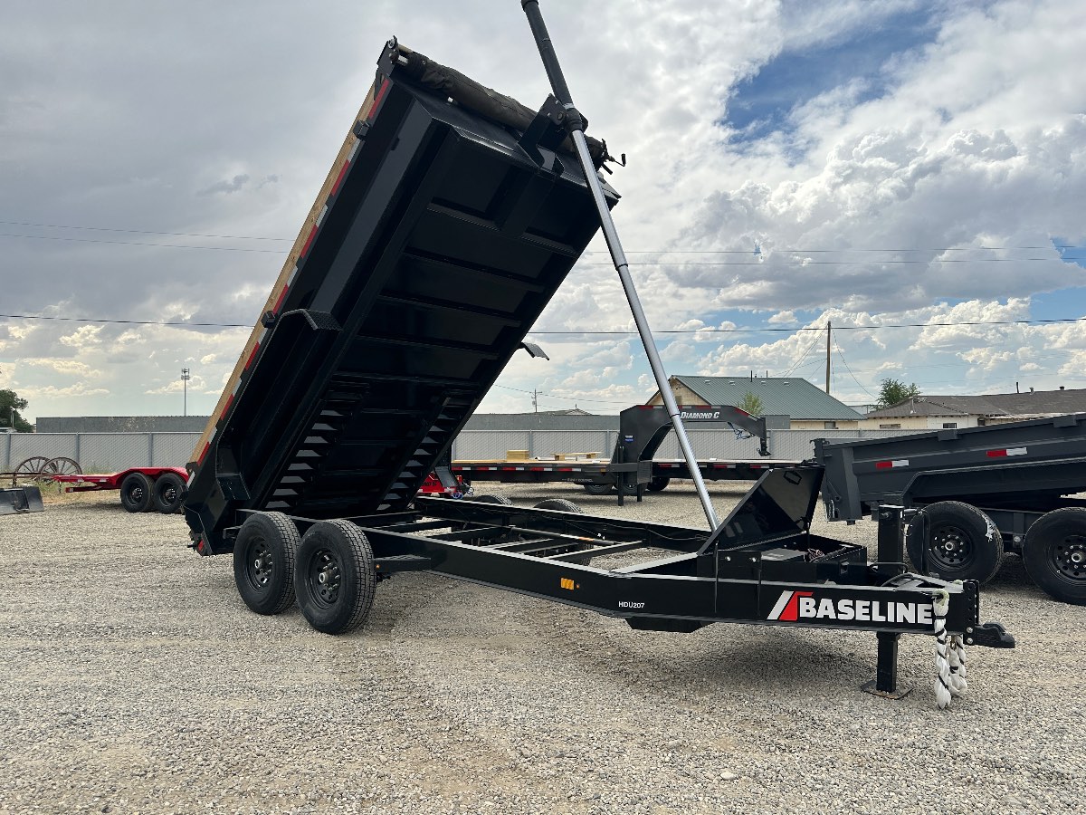 2027 Baseline 16k 16' Dump New dump trailer, 16'x82", 16,000 lb GVWR, for sale at The Trailer Store in Winnemucca, Nevada (I-80), stock #534880 — exterior side view 2027 Baseline 16k 16' Dump New dump trailer, 16'x82", 16,000 lb GVWR, for sale at The Trailer Store in Winnemucca, Nevada (I-80), stock #534880 — exterior side view