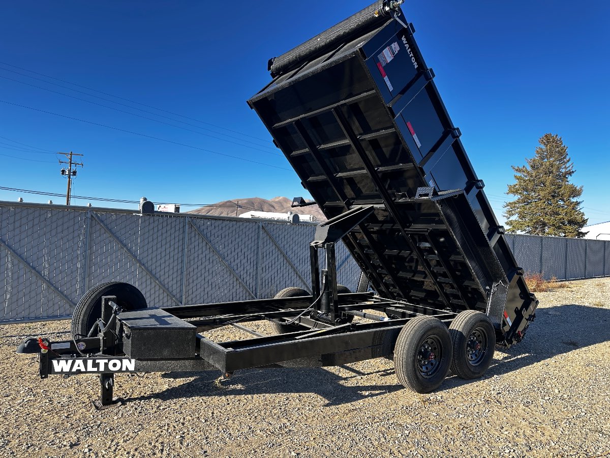 2026 Walton DHV 14' DUMP New dump trailer, 14'X82", 14,000 lb GVWR, for sale at The Trailer Store in Winnemucca, Nevada (I-80), stock #TTS-L000312 — rear and ramp view