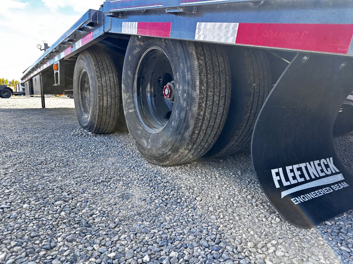 2027 Diamond C FMAX212 2.0 Engineered Beam 25.9K w/ Hydraulic Dovetail Pacesetter New equipment / flatbed trailer, 35X102, 25,900 lb GVWR, for sale at The Trailer Store in Winnemucca, Nevada (I-80), stock #TTS-319509 — axles and undercarriage