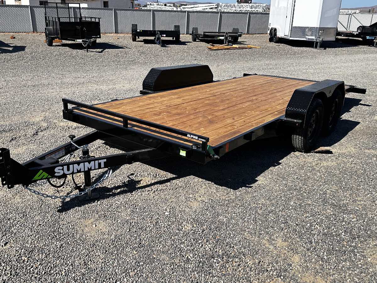 2027 Summit Trailers Alpine 7x16 Tilt New tilt deck trailer, 82”x16’, 7,000 lb GVWR, for sale at The Trailer Store in Winnemucca, Nevada (I-80), stock #TTS-021166 — axles and undercarriage