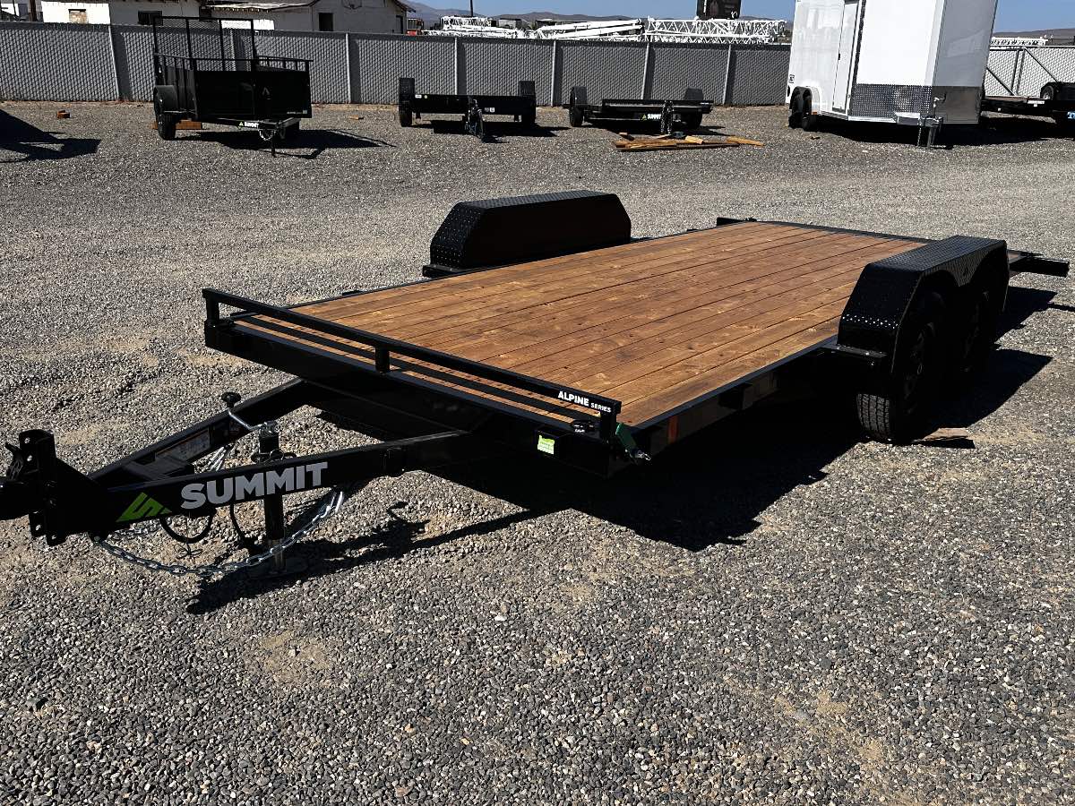 2027 Summit Trailers Alpine 7x16 Tilt New tilt deck trailer, 82”x16’, 7,000 lb GVWR, for sale at The Trailer Store in Winnemucca, Nevada (I-80), stock #TTS-021166 — deck and bed detail