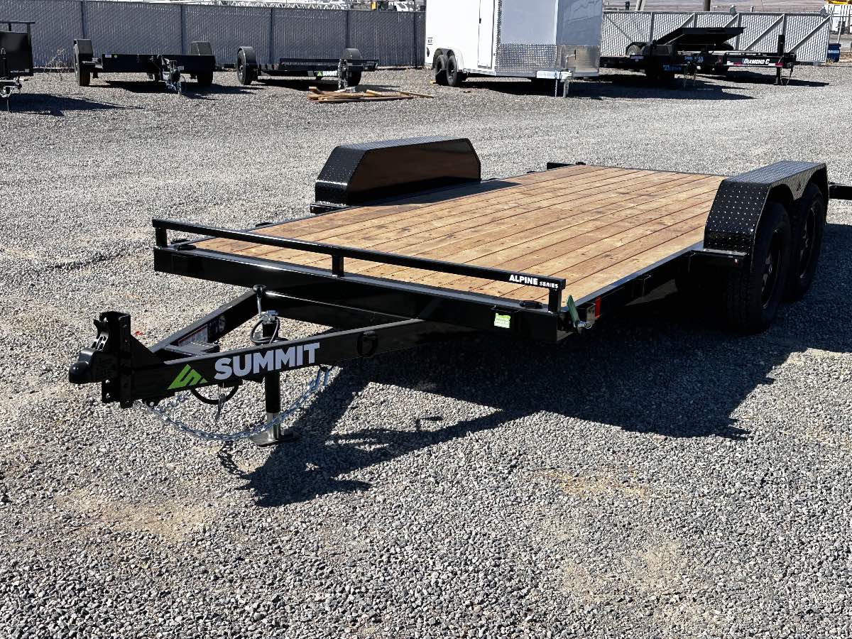 2027 Summit Trailers Alpine 7x16 Tilt New tilt deck trailer, 82”x16’, 7,000 lb GVWR, for sale at The Trailer Store in Winnemucca, Nevada (I-80), stock #TTS-021167 — deck and bed detail